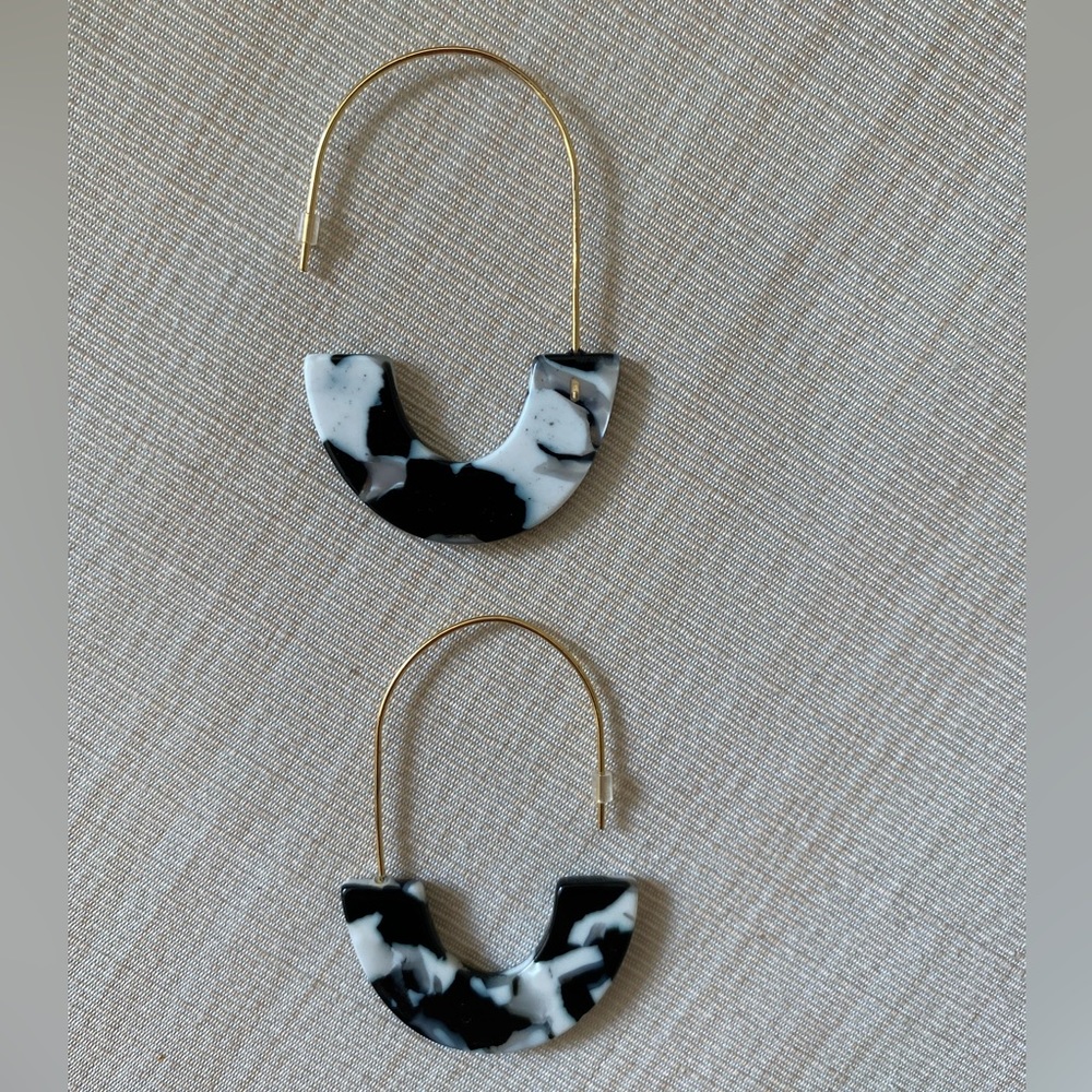 Black, white, gray and gold earrings